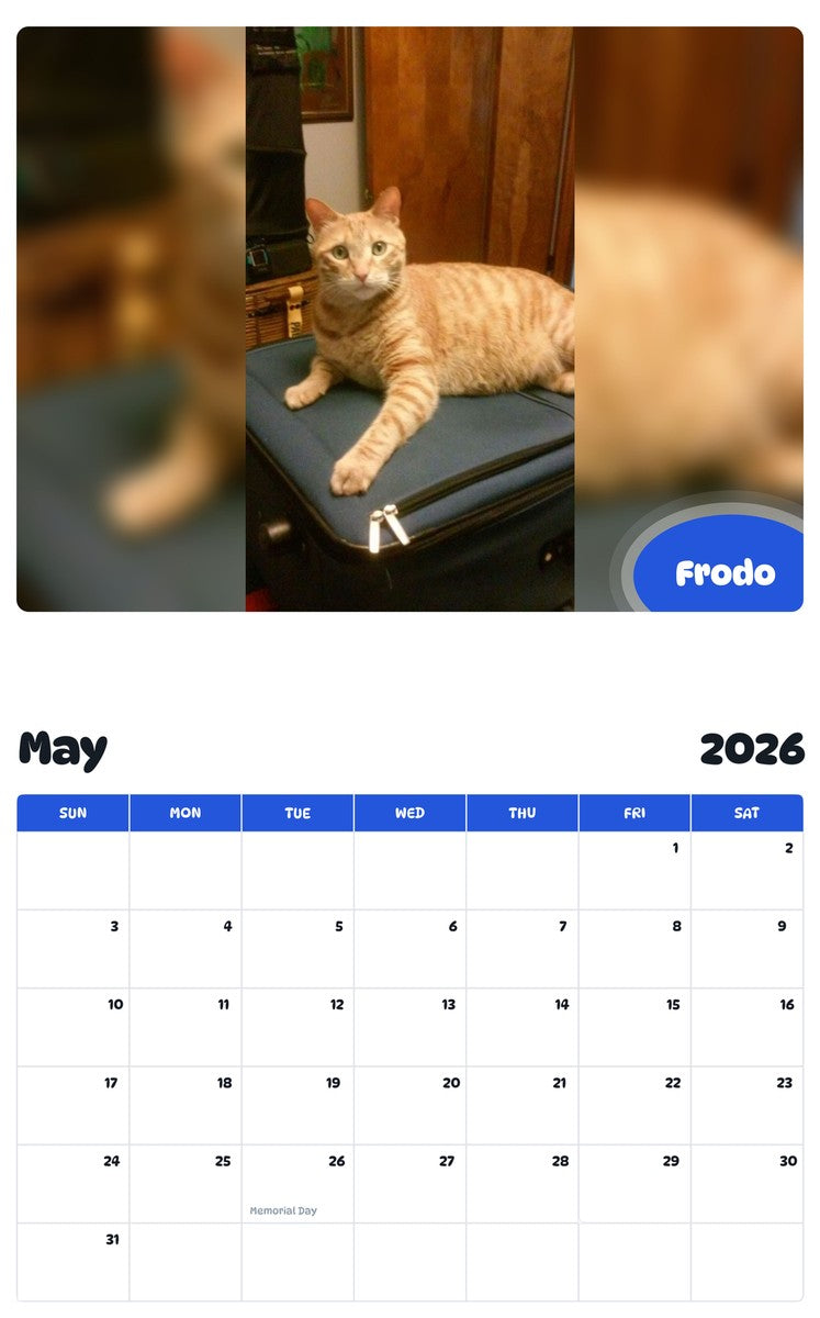 2026 - 2027 Frodo - Pawidols Pet Calendar