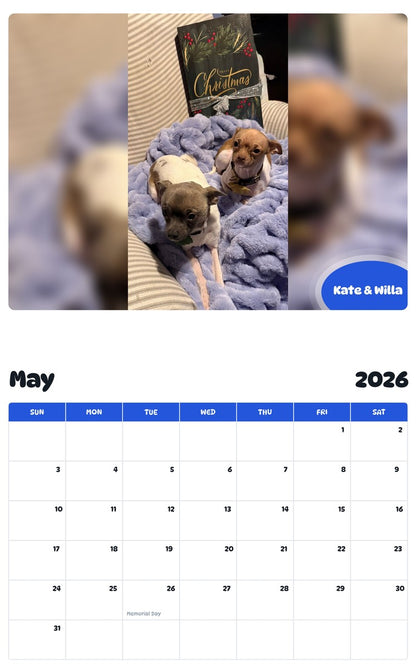 2026 - 2027 Kate & Willa - Pawidols Pet Calendar
