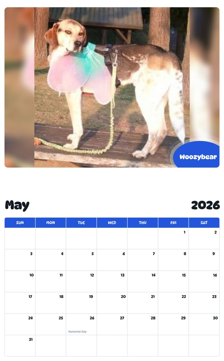 2026 - 2027 Woozybear - Pawidols Pet Calendar