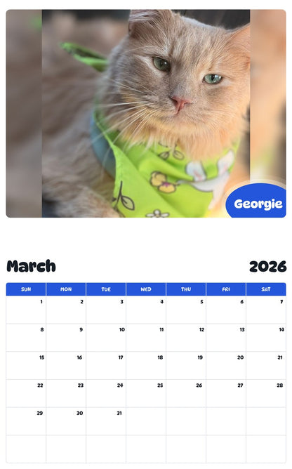 November 2025 - October 2026 Georgie - Pawidols Pet Calendar