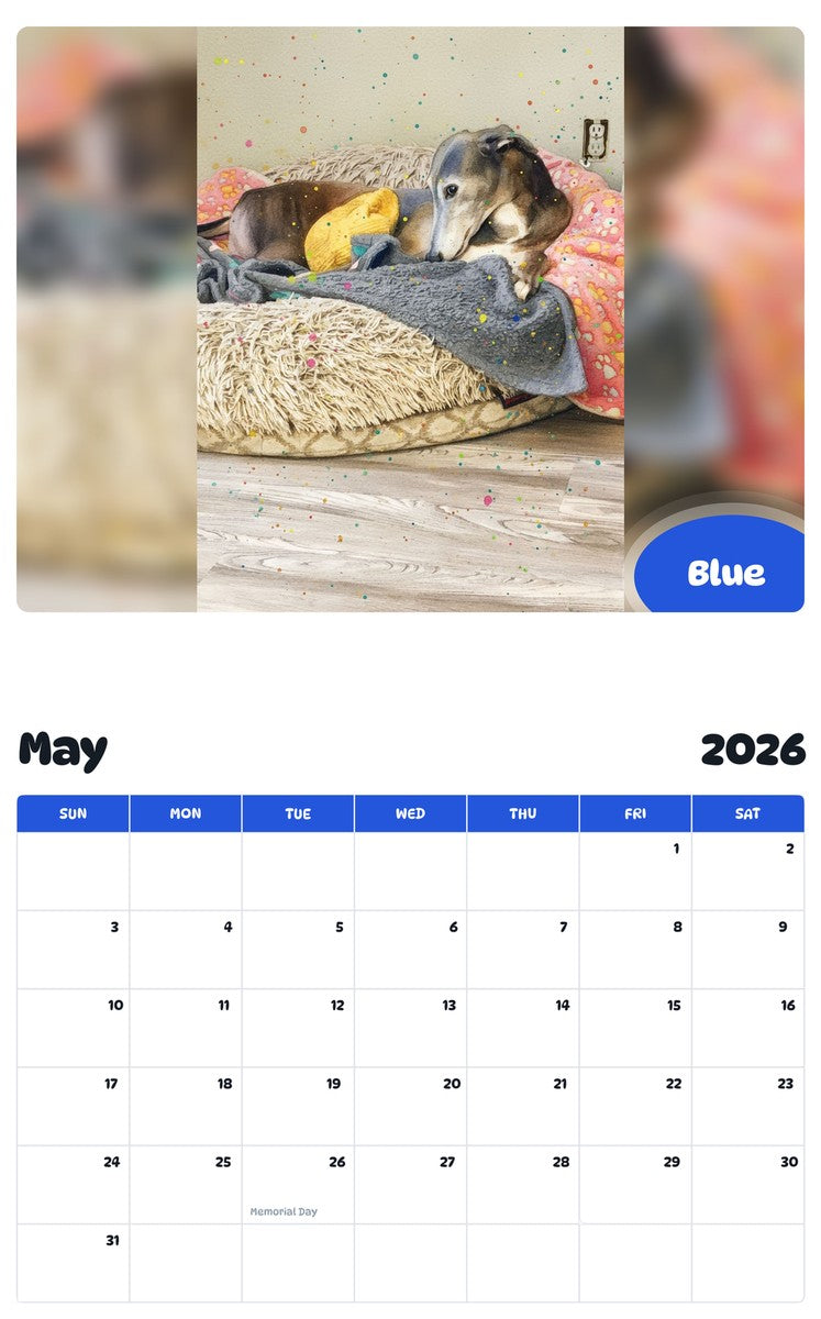2026 - 2027 Blue - Pawidols Pet Calendar
