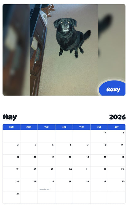 2026 - 2027 Roxy - Pawidols Pet Calendar