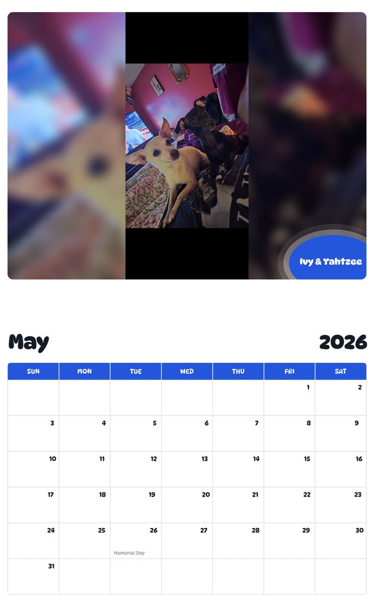 2026 - 2027 Ivy & Yahtzee - Pawidols Pet Calendar