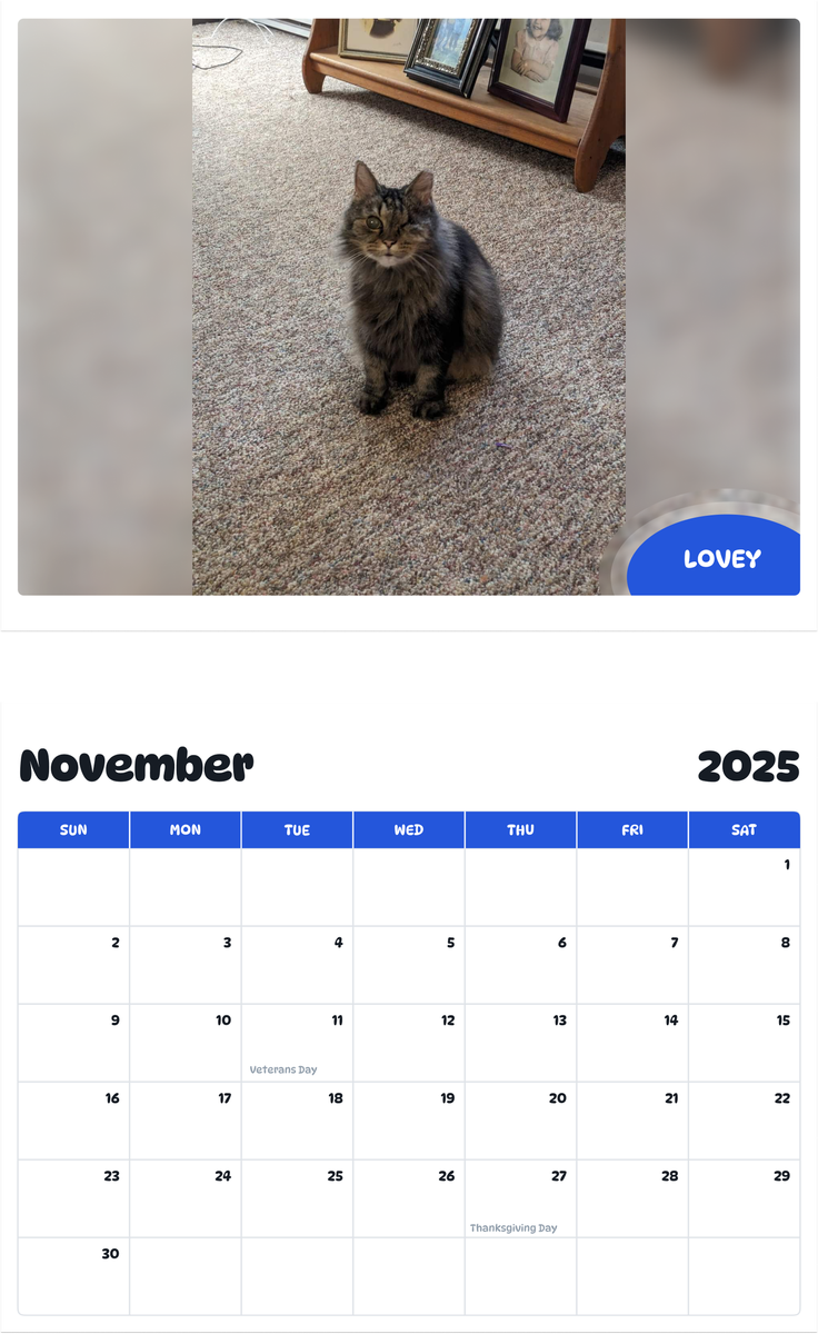 July 2025 - June 2026 Lovey - Pawidols Pet Calendar