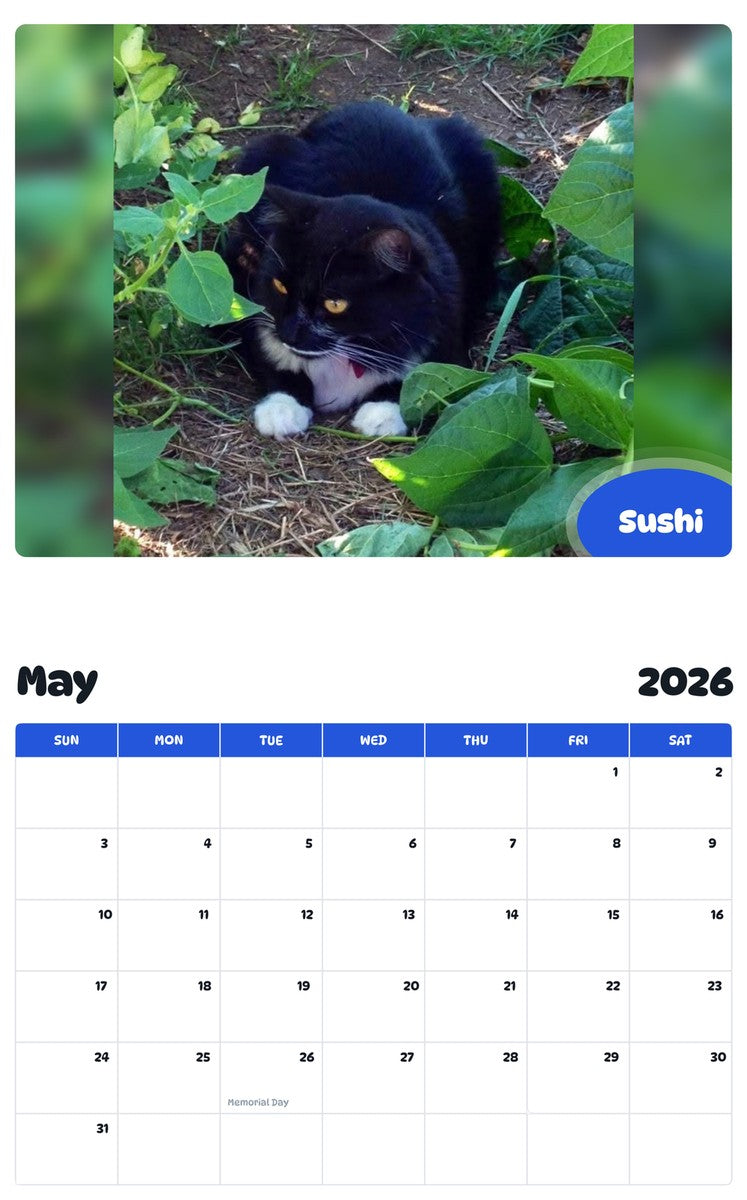 2026 - 2027 Sushi - Pawidols Pet Calendar