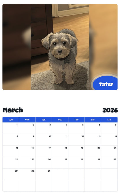 November 2025 - October 2026 Tater - Pawidols Pet Calendar