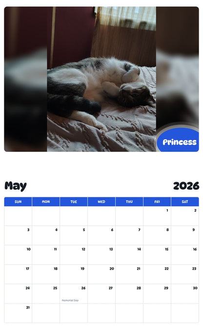 2026 - 2027 Princess - Pawidols Pet Calendar