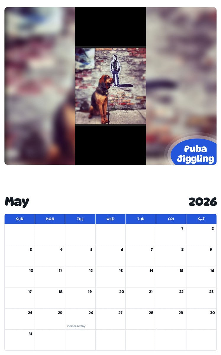2026 - 2027 Puba Jiggling - Pawidols Pet Calendar