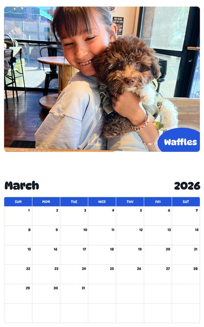 November 2025 - October 2026 Waffles - Pawidols Pet Calendar