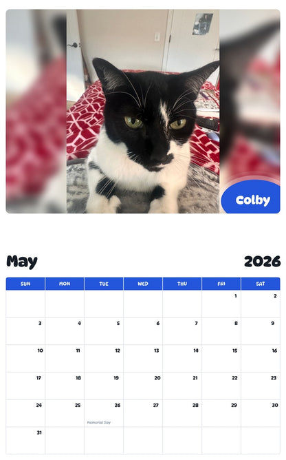 2026 - 2027 Colby - Pawidols Pet Calendar