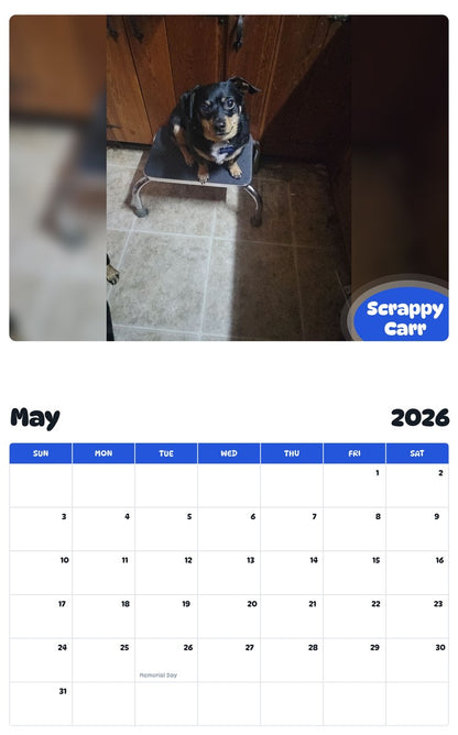 2026 - 2027 Scrappy Carr - Pawidols Pet Calendar