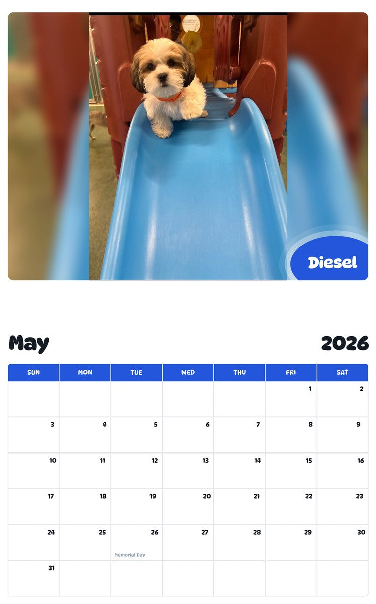 2026 - 2027 Diesel - Pawidols Pet Calendar