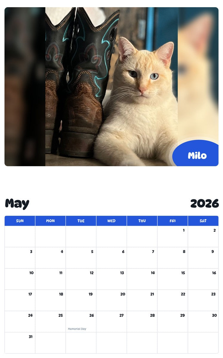 2026 - 2027 Milo - Pawidols Pet Calendar
