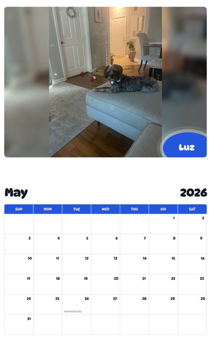 2026 - 2027 Luz - Pawidols Pet Calendar