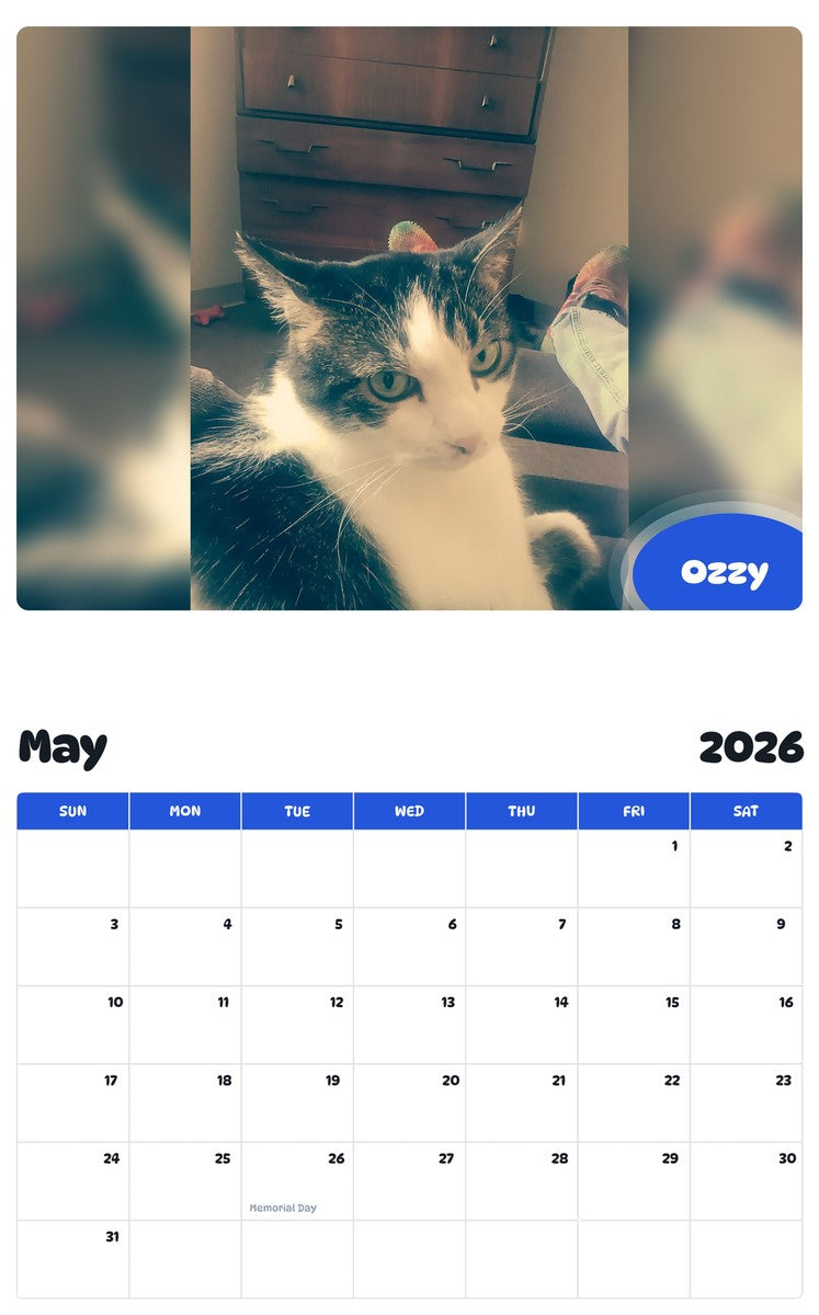 2026 - 2027 Ozzy - Pawidols Pet Calendar