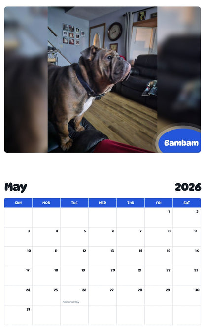2026 - 2027 Bambam - Pawidols Pet Calendar