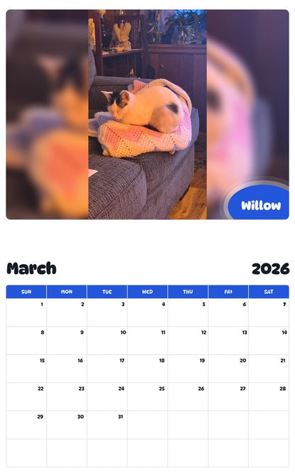 November 2025 - October 2026 Willow - Pawidols Pet Calendar
