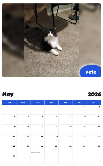 2026 - 2027 Fefe - Pawidols Pet Calendar
