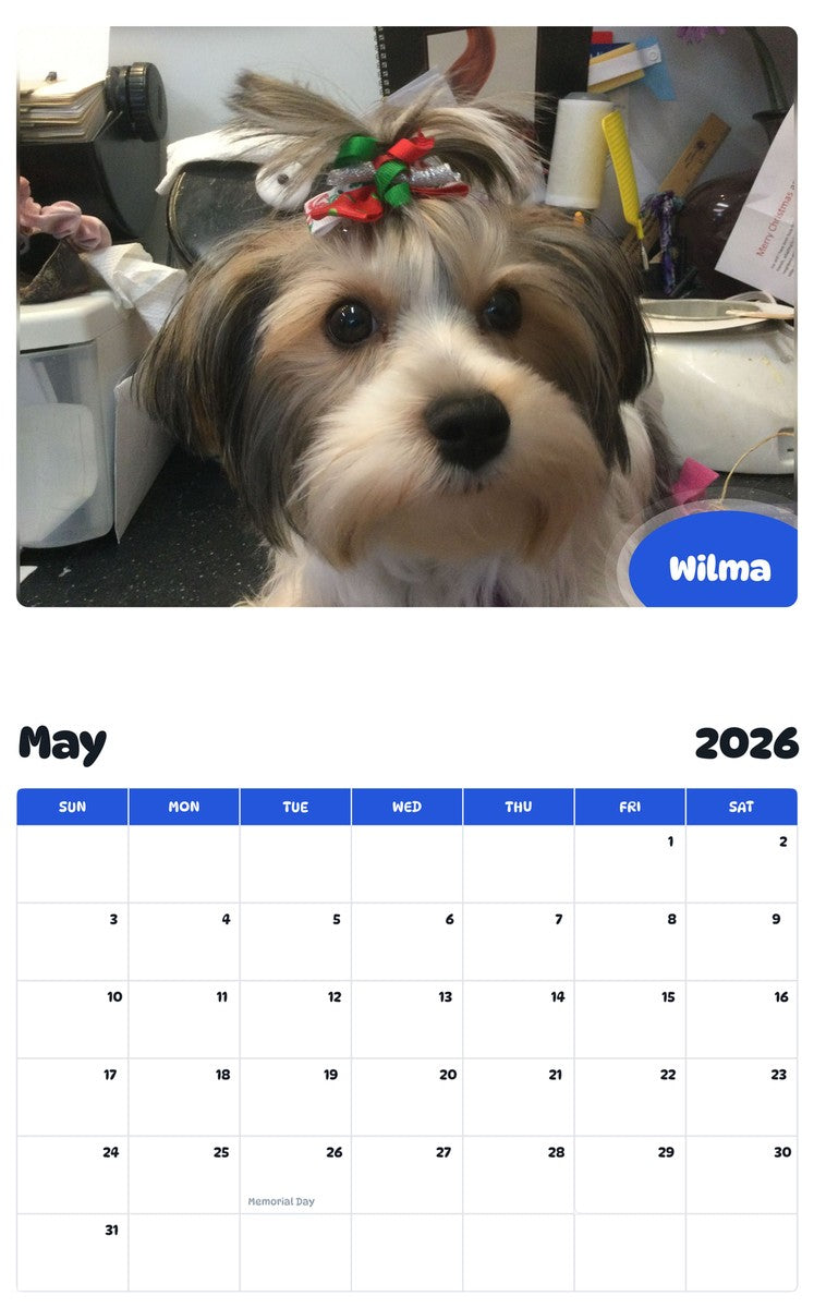 2026 - 2027 Wilma - Pawidols Pet Calendar