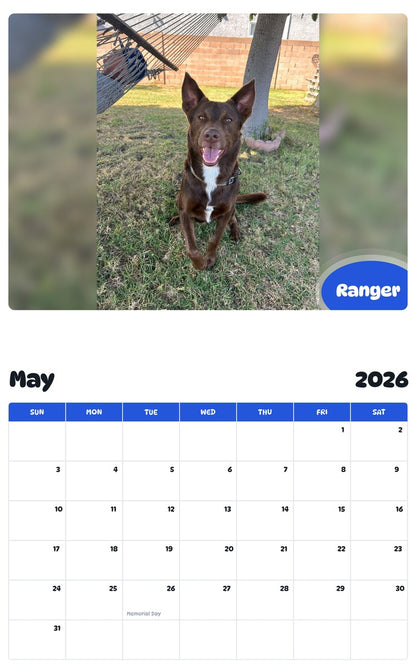 2026 - 2027 Ranger - Pawidols Pet Calendar