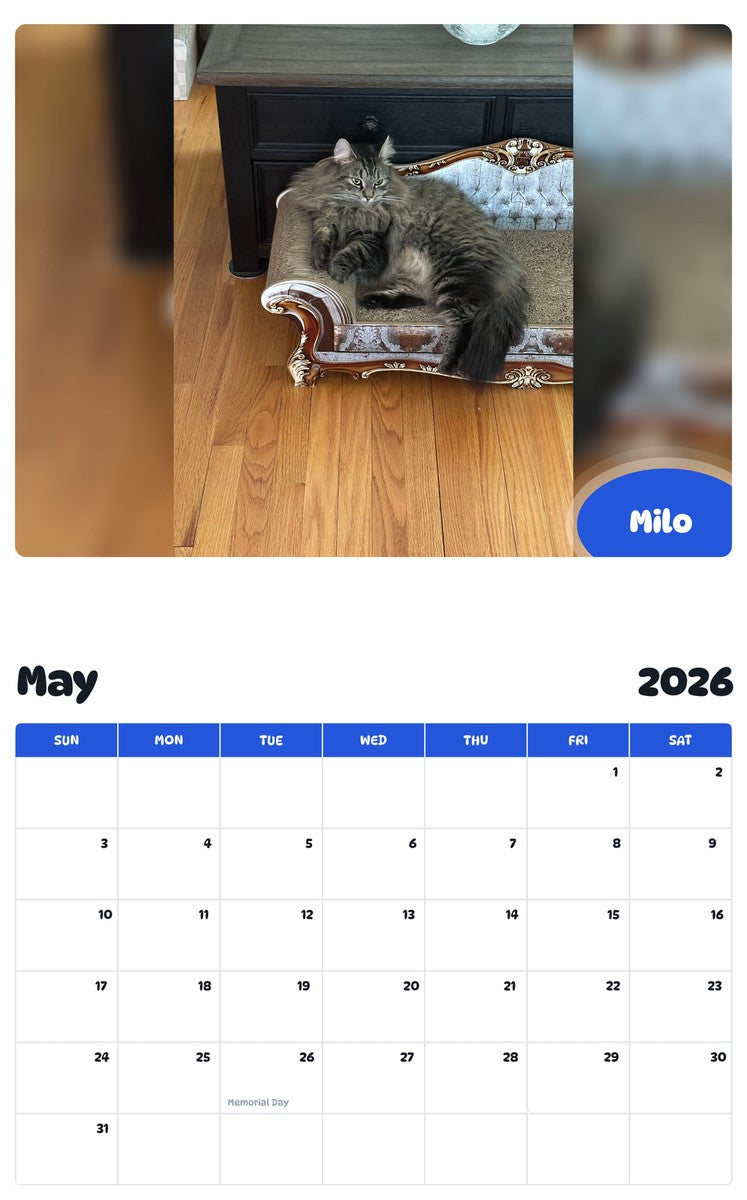 2026 - 2027 Milo - Pawidols Pet Calendar