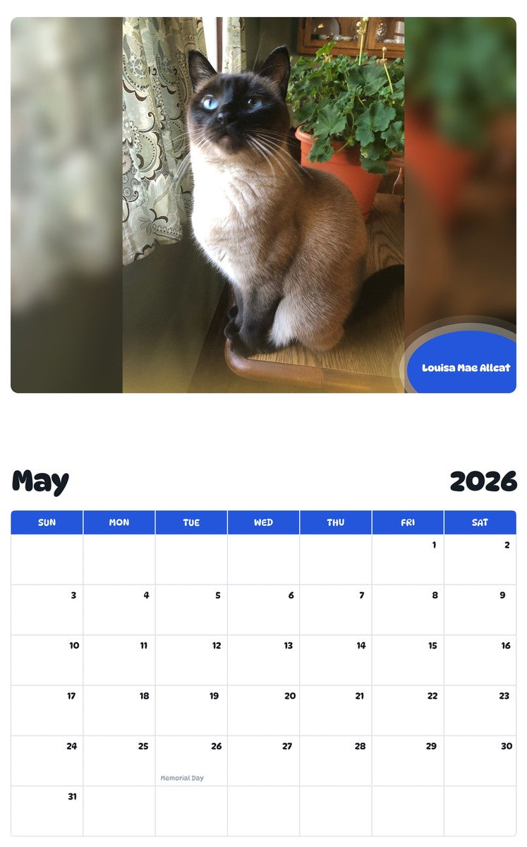 2026 - 2027 Louisa Mae Allcat - Pawidols Pet Calendar