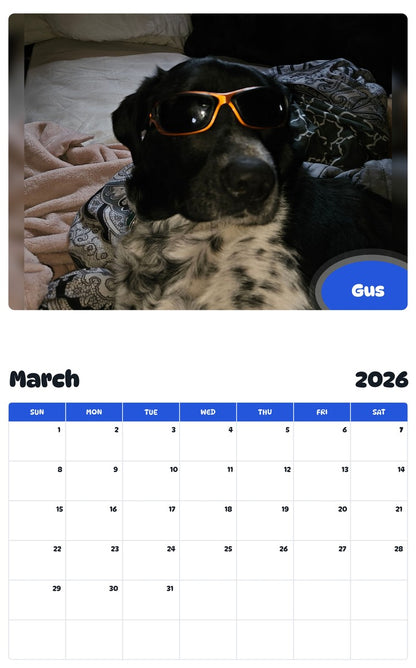 November 2025 - October 2026 Gus - Pawidols Pet Calendar