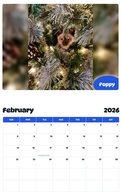 October 2025 - September 2026 Poppy - Pawidols Pet Calendar