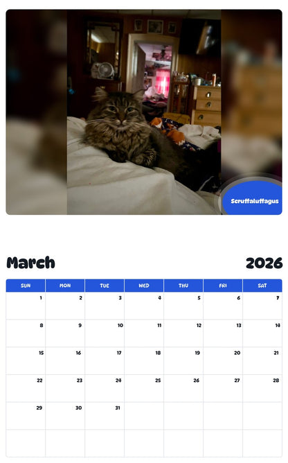 November 2025 - October 2026 Scruffaluffagus - Pawidols Pet Calendar