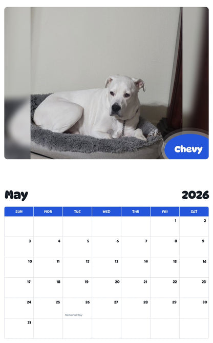 2026 - 2027 Chevy - Pawidols Pet Calendar