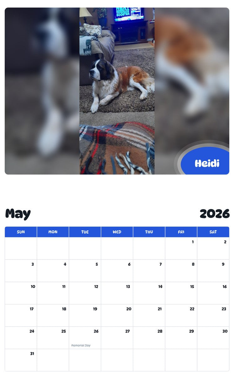 2026 - 2027 Heidi - Pawidols Pet Calendar