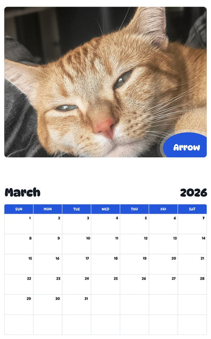 November 2025 - October 2026 Arrow - Pawidols Pet Calendar