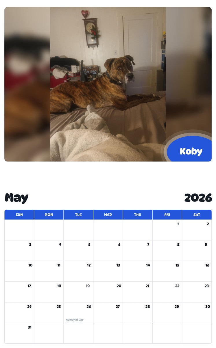 2026 - 2027 Koby - Pawidols Pet Calendar