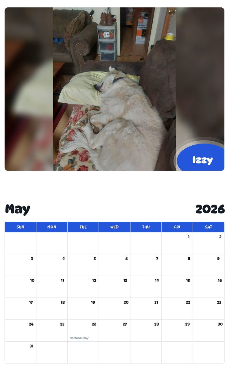 2026 - 2027 Izzy - Pawidols Pet Calendar