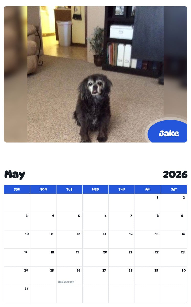 2026 - 2027 Jake - Pawidols Pet Calendar