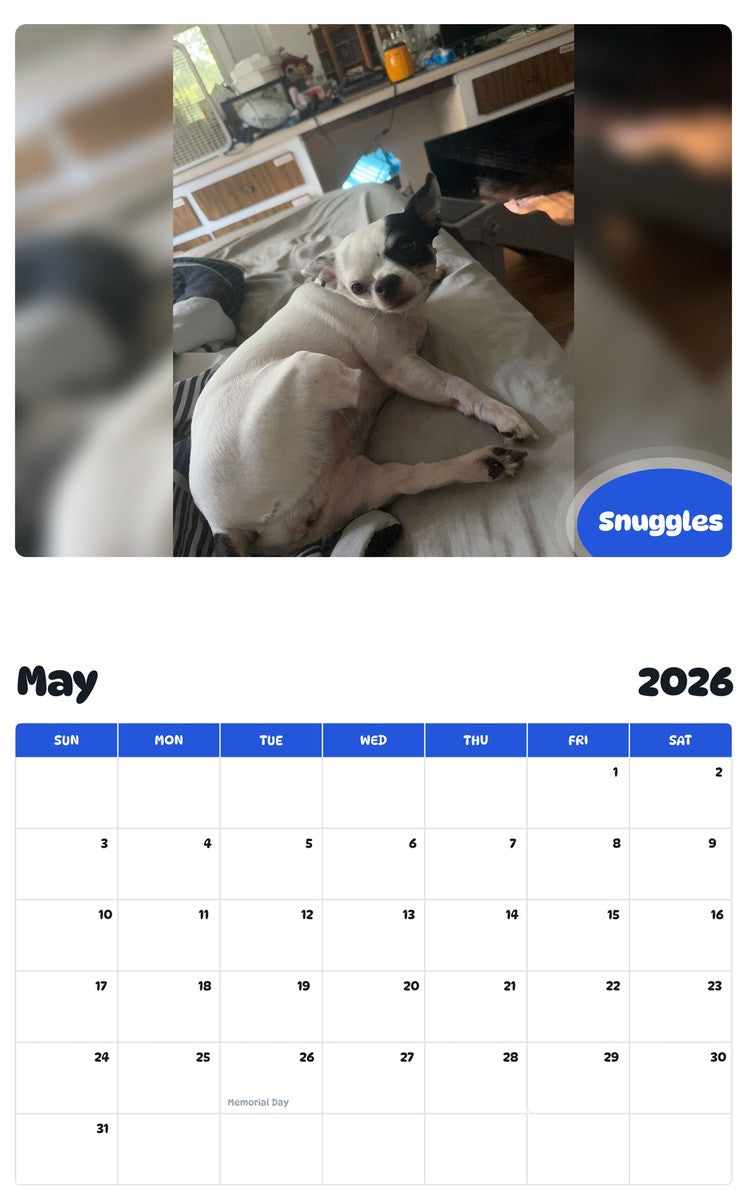 2026 - 2027 Snuggles - Pawidols Pet Calendar