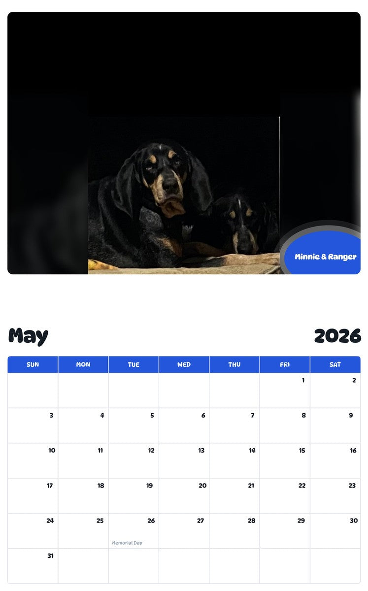 2026 - 2027 Minnie & Ranger - Pawidols Pet Calendar