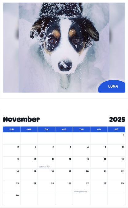 July 2025 - June 2026 Luna - Pawidols Pet Calendar