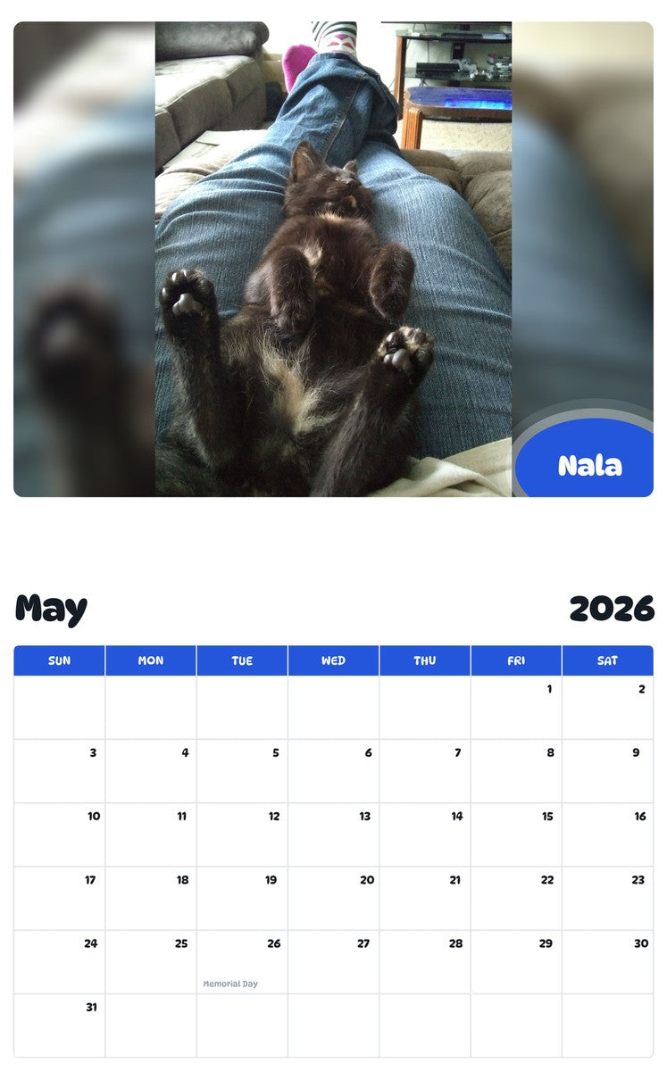 2026 - 2027 Nala - Pawidols Pet Calendar