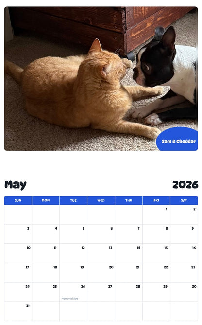 2026 - 2027 Sam & Cheddar - Pawidols Pet Calendar