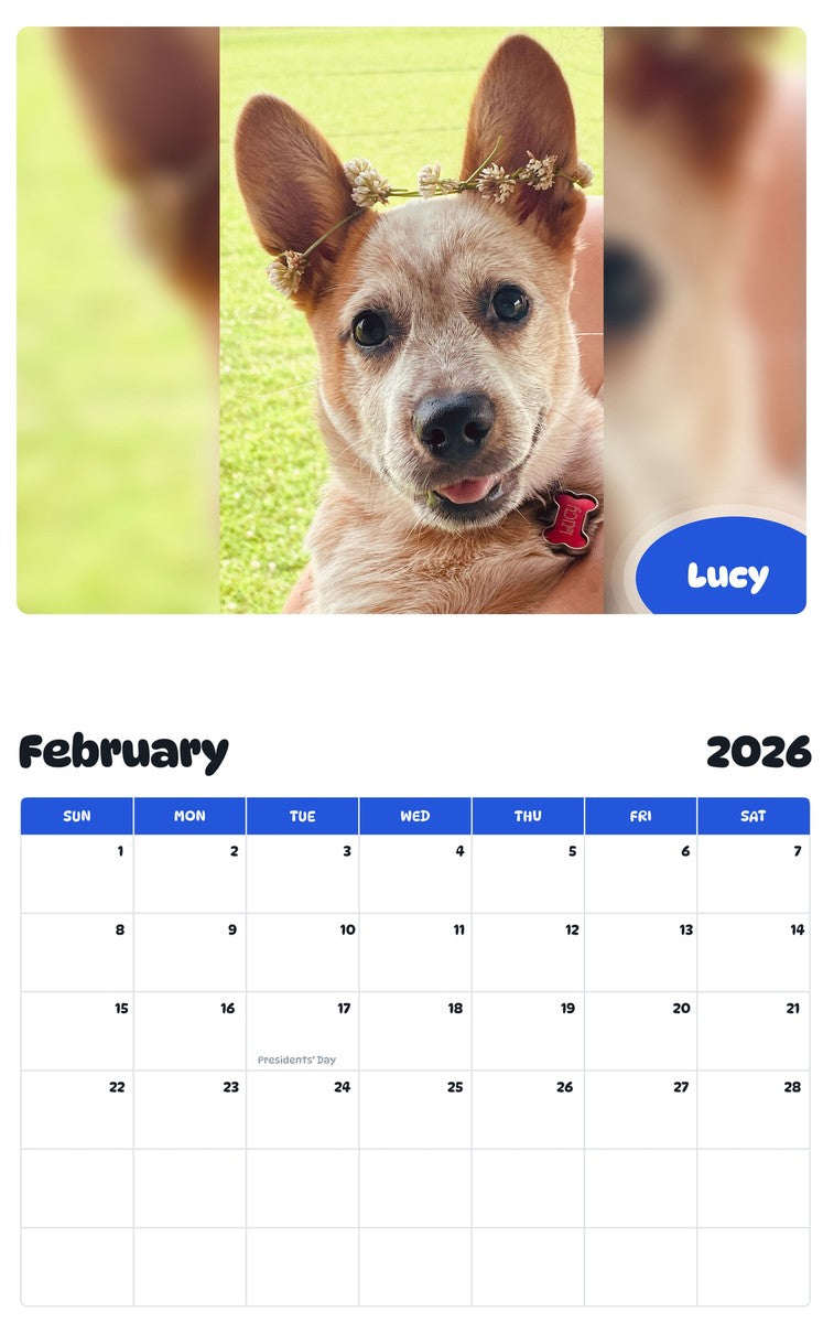 October 2025 - September 2026 Lucy - Pawidols Pet Calendar