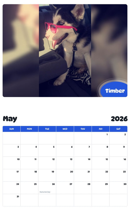 2026 - 2027 Timber - Pawidols Pet Calendar
