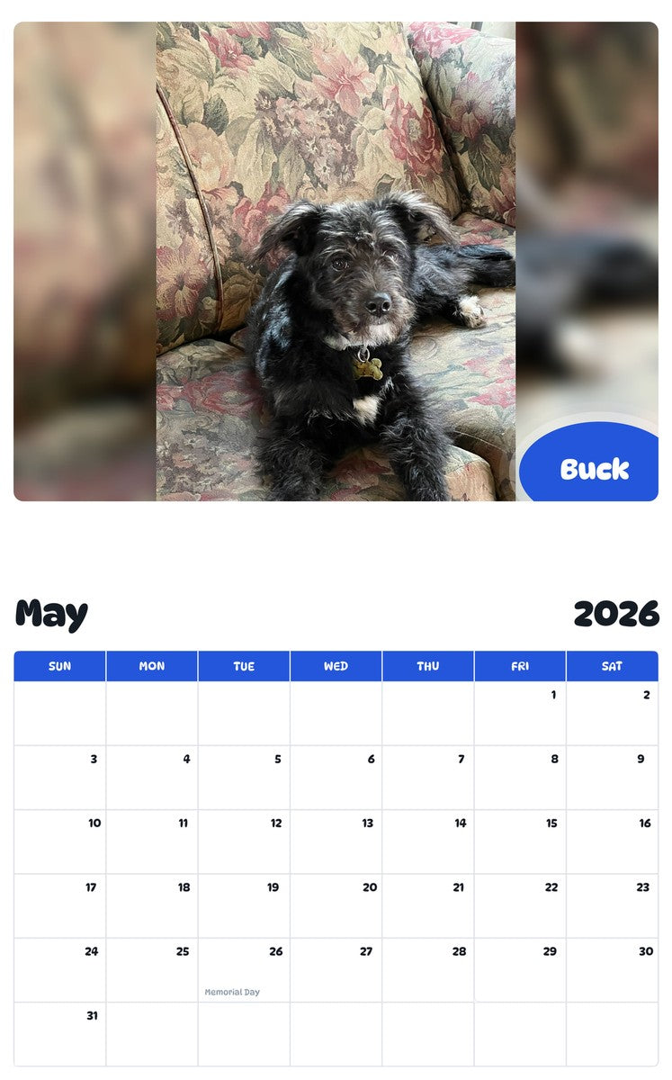 2026 - 2027 Buck - Pawidols Pet Calendar