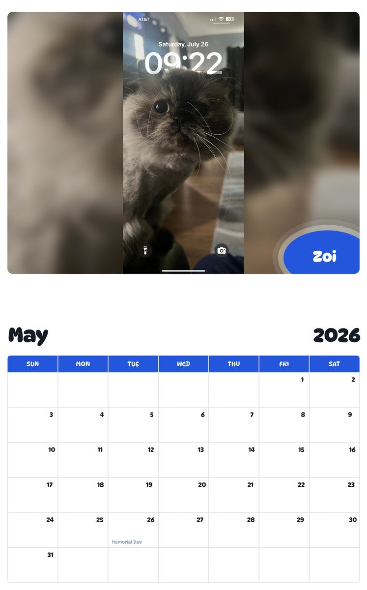 2026 - 2027 Zoi - Pawidols Pet Calendar