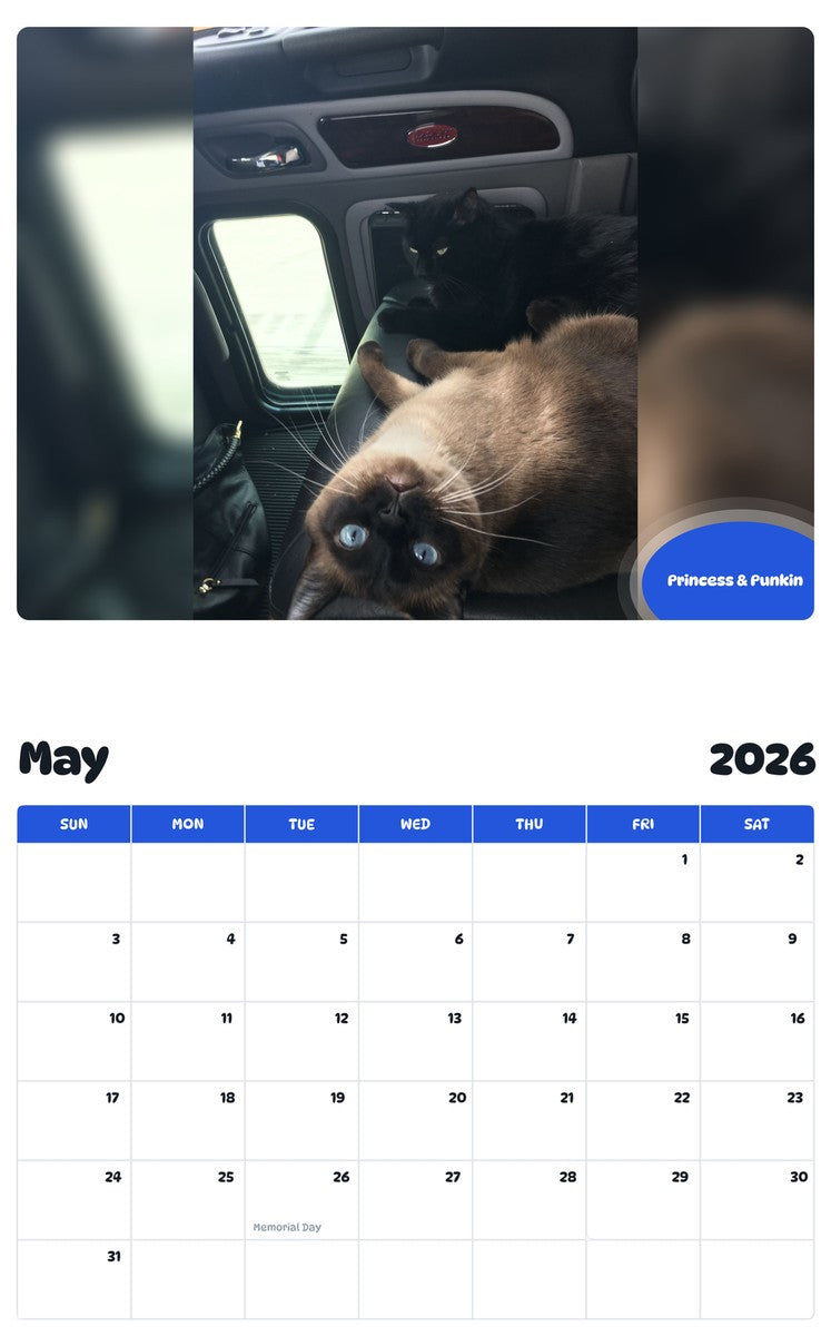 2026 - 2027 Princess & Punkin - Pawidols Pet Calendar