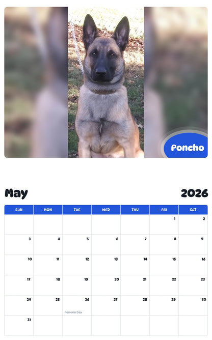 2026 - 2027 Poncho - Pawidols Pet Calendar