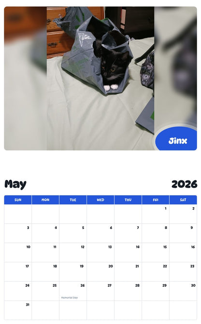 2026 - 2027 Jinx - Pawidols Pet Calendar
