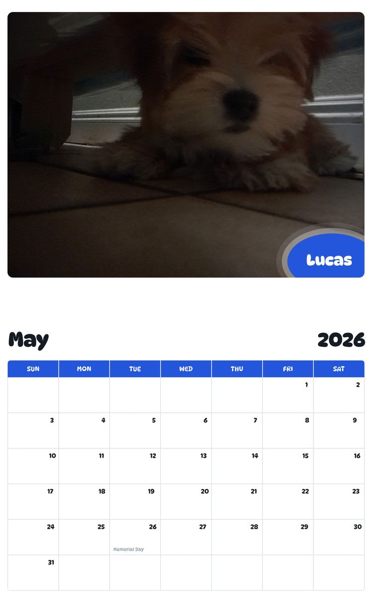 2026 - 2027 Lucas - Pawidols Pet Calendar