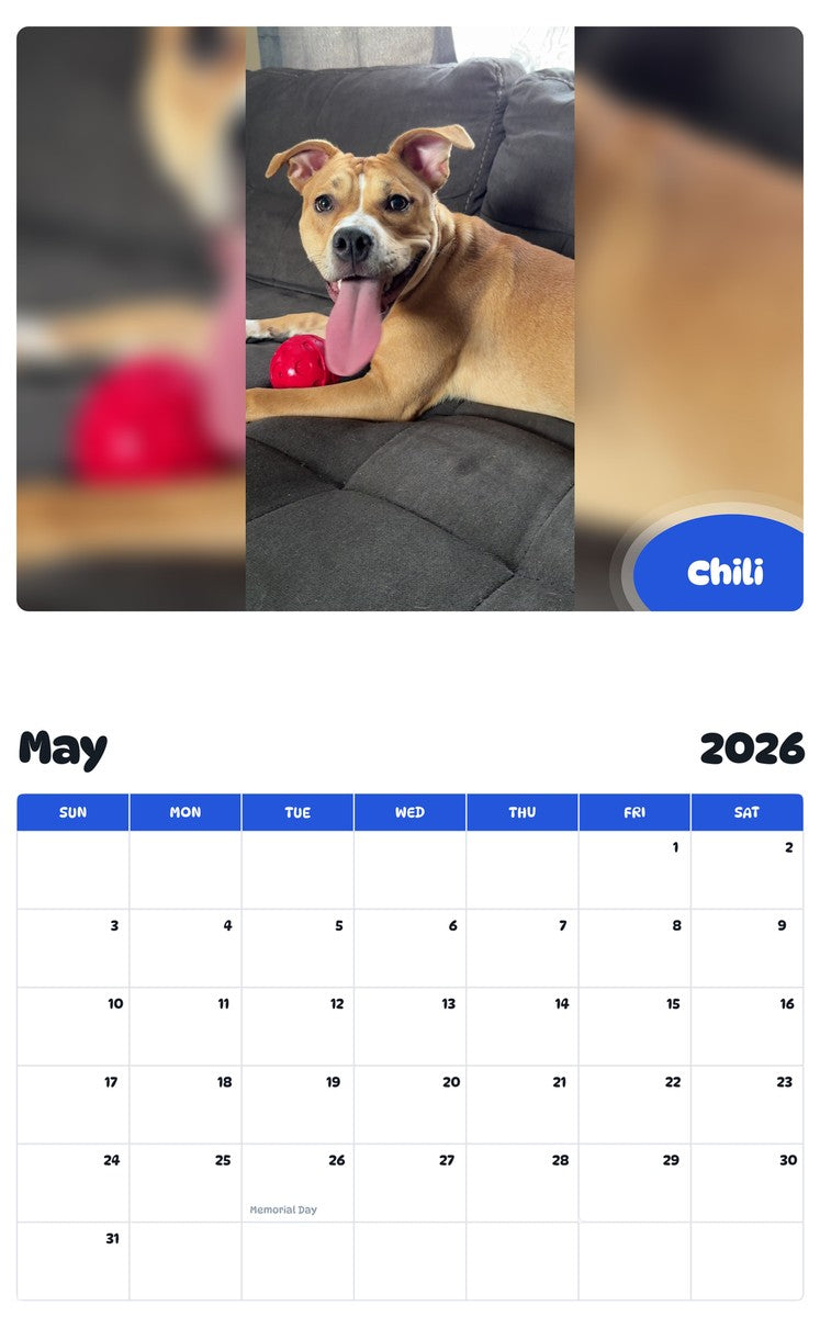 2026 - 2027 Chili - Pawidols Pet Calendar