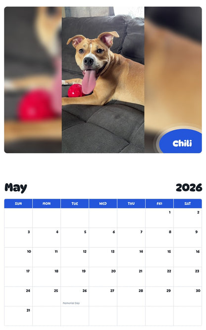 2026 - 2027 Chili - Pawidols Pet Calendar
